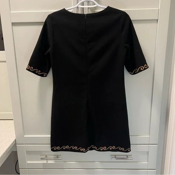 Elegant Holley Bracken Gold Embroidered Black Dress Women’s Size Small - Picture 2 of 8